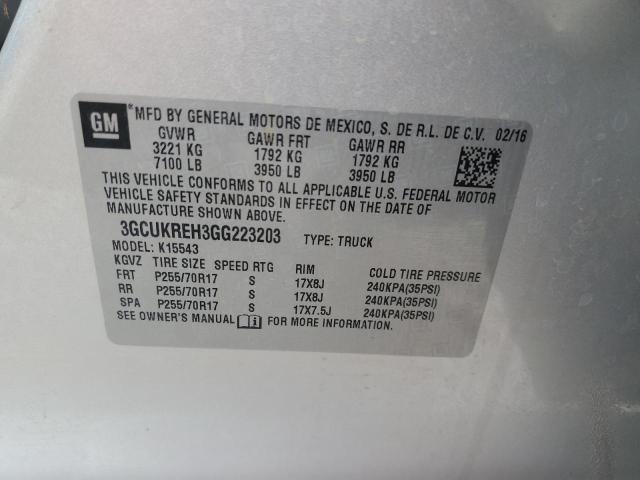 Photo 10 from auction – 2016 CHEVROLET SILVERADO with VIN 3GCUKREH3GG223203