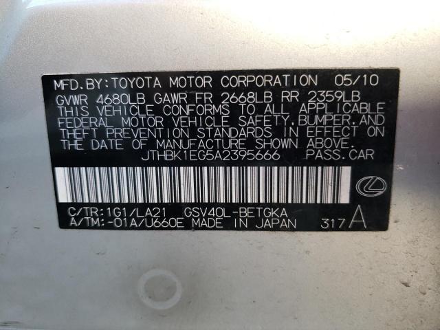 Photo 10 from auction – 2010 LEXUS ES 350 with VIN JTHBK1EG5A2395666