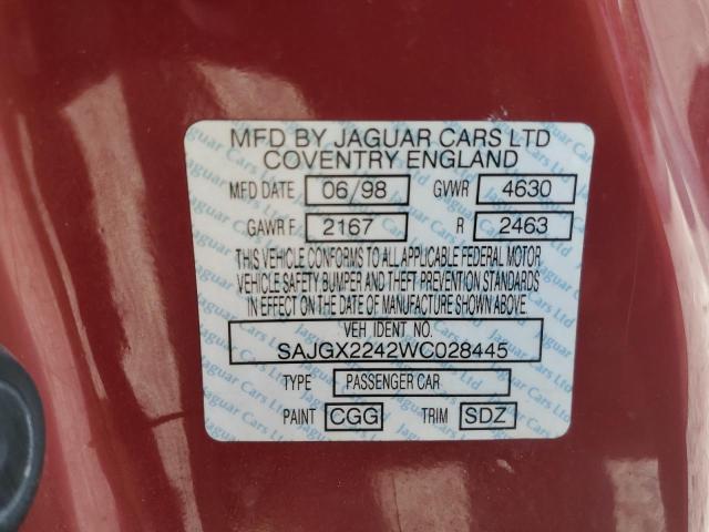 Photo 10 from auction – 1998 JAGUAR XK8 with VIN SAJGX2242WC028445