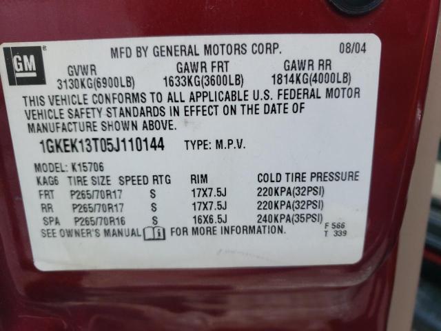 Photo 10 from auction – 2005 GMC YUKON with VIN 1GKEK13T05J110144