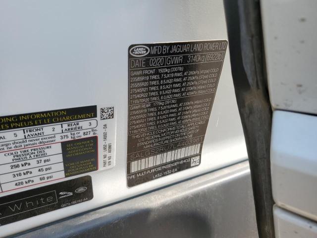 Foto 10 de la subasta – 2020 LAND ROVER RANGE ROVE con VIN SALGS2RU7LA403961