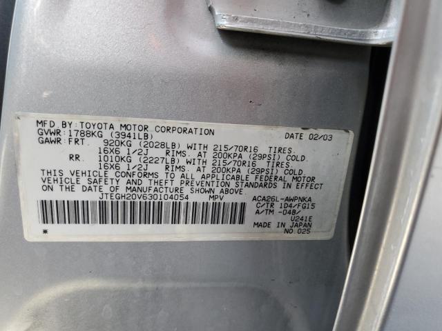 Photo 10 from auction – 2003 TOYOTA RAV4 with VIN JTEGH20V630104054