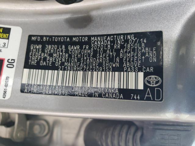 Photo 10 from auction – 2014 TOYOTA COROLLA L with VIN 2T1BURHE7EC209153