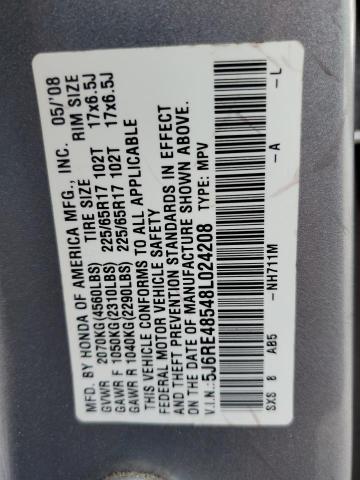 Photo 10 from auction – 2008 HONDA CR-V EX with VIN 5J6RE48548L024208