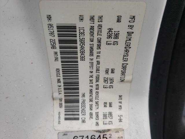 Photo 10 from auction – 2004 CHRYSLER SEBRING with VIN 1C3EL56R54N384368