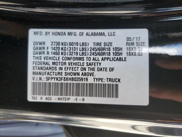 Photo 10 from auction – 2017 HONDA RIDGELINE with VIN 5FPYK3F8XHB035919