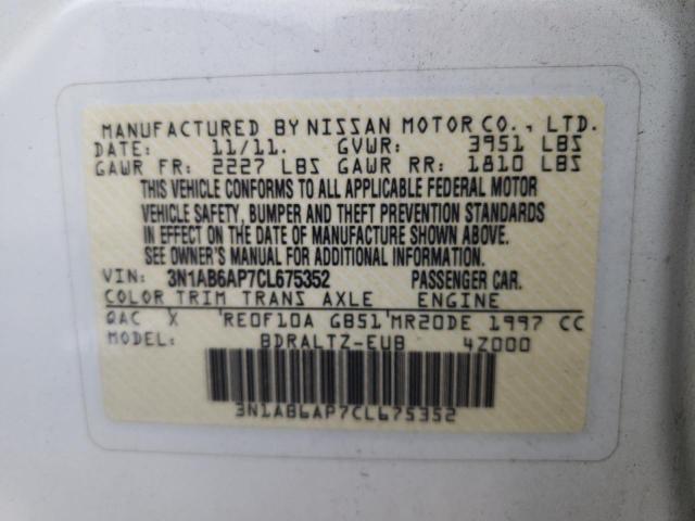 Photo 10 from auction – 2012 NISSAN SENTRA 2.0 with VIN 3N1AB6AP7CL675352