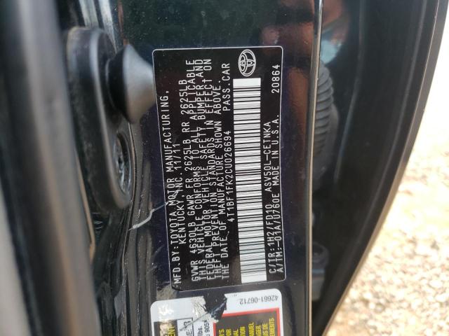 Photo 10 from auction – 2012 TOYOTA CAMRY BASE with VIN 4T1BF1FK2CU026694