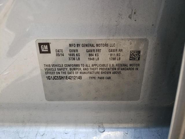 Photo 10 from auction – 2014 CHEVROLET SONIC LT with VIN 1G1JC5SH1E4212149