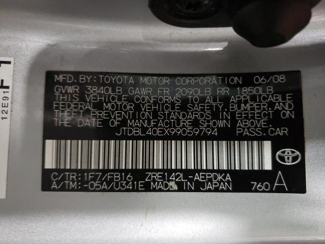 Photo 10 from auction – 2009 TOYOTA COROLLA BA with VIN JTDBL40EX99059794