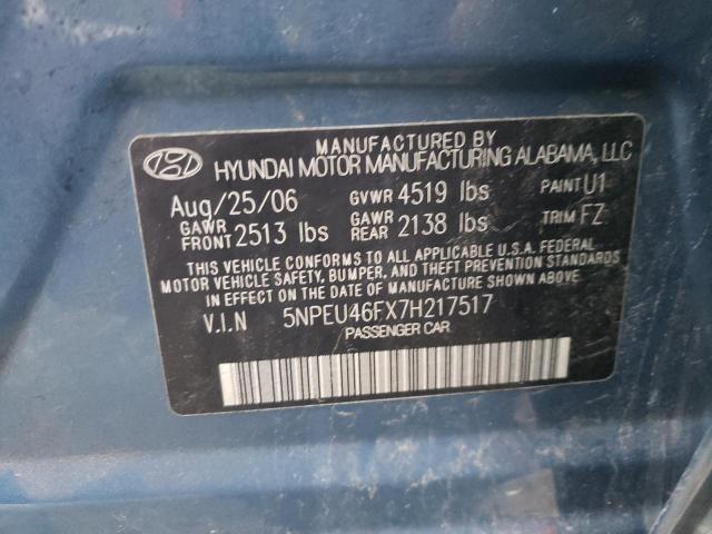 Photo 10 from auction – 2007 HYUNDAI SONATA SE with VIN 5NPEU46FX7H217517