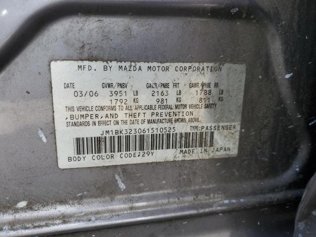 Photo 10 from auction – 2006 MAZDA 3 S with VIN JM1BK323061510525
