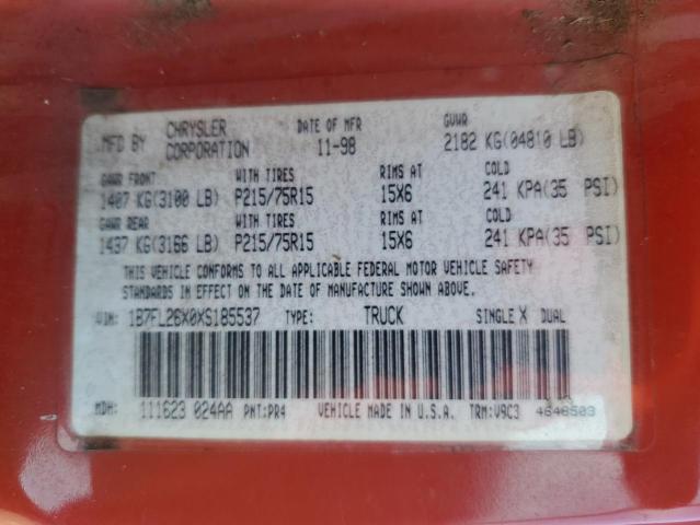 Photo 10 from auction – 1999 DODGE DAKOTA with VIN 1B7FL26X0XS185537