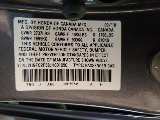 Photo 10 from auction – 2018 HONDA CIVIC LX with VIN 2HGFC2F58JH601090