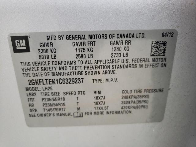 Photo 10 from auction – 2012 GMC TERRAIN SL with VIN 2GKFLTEK1C6329237