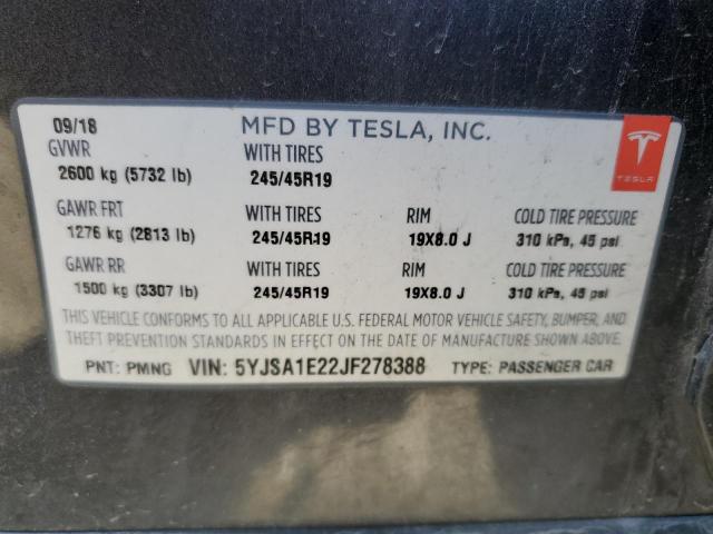 Photo 10 from auction – 2018 TESLA MODEL S with VIN 5YJSA1E22JF278388