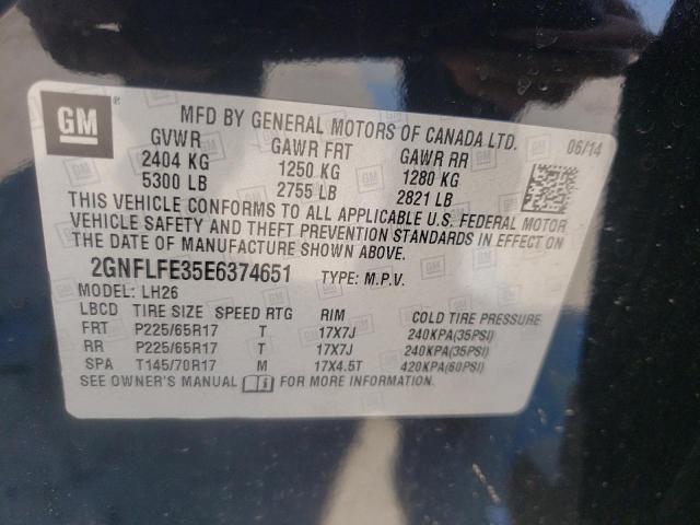 Photo 10 from auction – 2014 CHEVROLET EQUINOX LT with VIN 2GNFLFE35E6374651