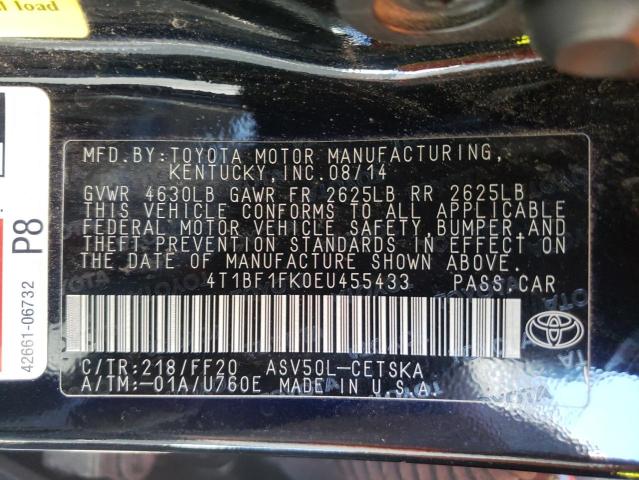 Photo 10 from auction – 2014 TOYOTA CAMRY L with VIN 4T1BF1FK0EU455433