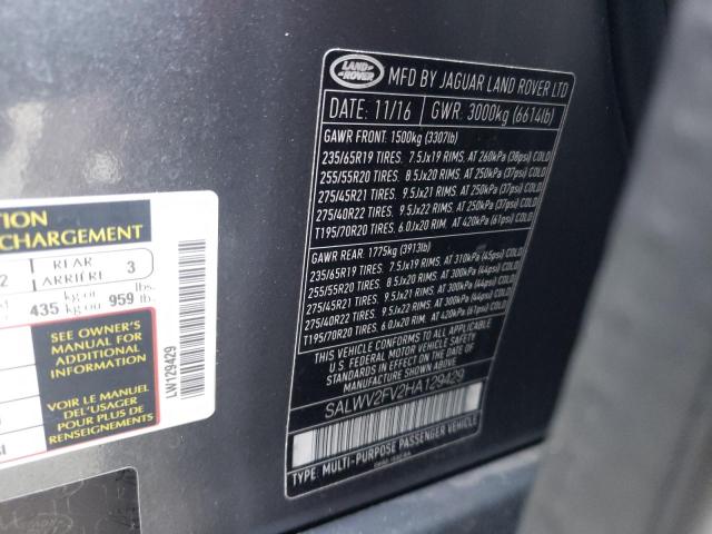 Photo 10 from auction – 2017 LAND ROVER RANGE ROVE with VIN SALWV2FV2HA129429
