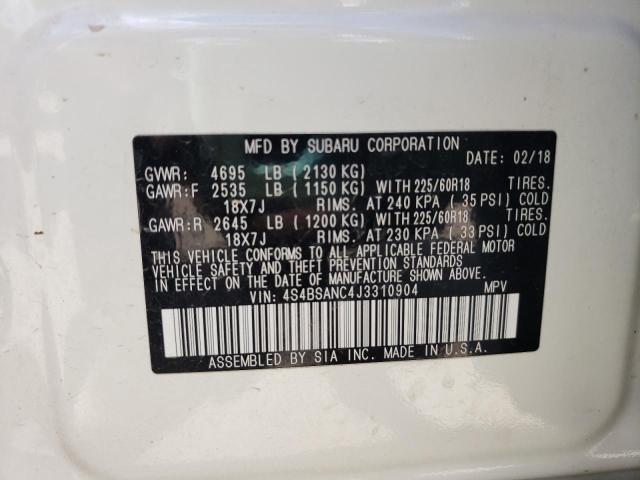 Photo 10 from auction – 2018 SUBARU OUTBACK 2. with VIN 4S4BSANC4J3310904