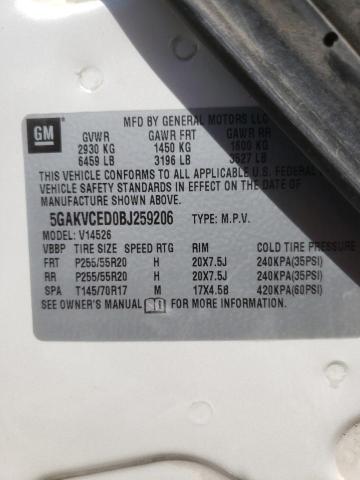 Photo 10 from auction – 2011 BUICK ENCLAVE CX with VIN 5GAKVCED0BJ259206