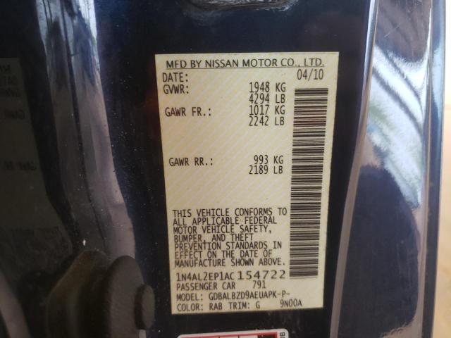 Photo 10 from auction – 2010 NISSAN ALTIMA S with VIN 1N4AL2EP1AC154722