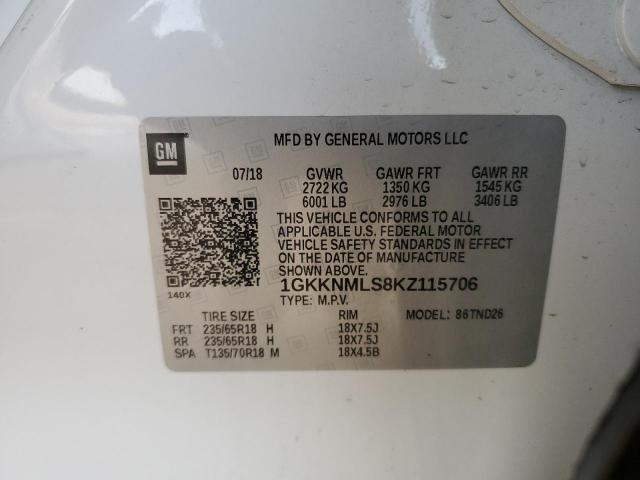 Photo 10 from auction – 2019 GMC ACADIA SLT with VIN 1GKKNMLS8KZ115706