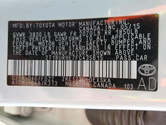 Photo 10 from auction – 2015 TOYOTA COROLLA L with VIN 2T1BURHE7FC435615