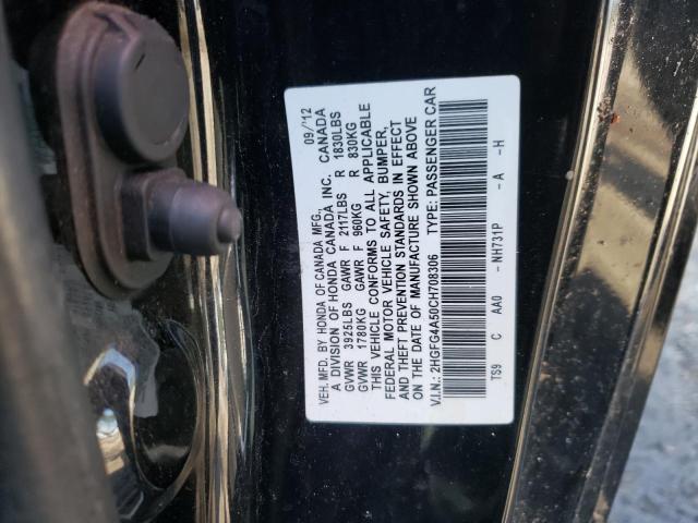 Photo 10 from auction – 2012 HONDA CIVIC SI with VIN 2HGFG4A50CH708306