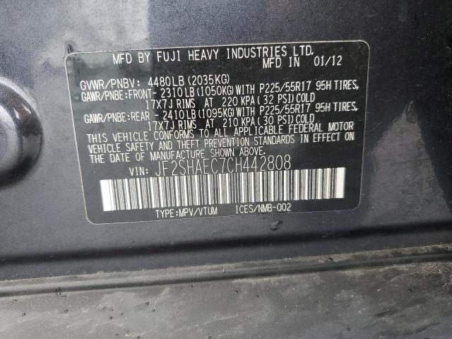Photo 10 from auction – 2012 SUBARU FORESTER L with VIN JF2SHAEC7CH442808