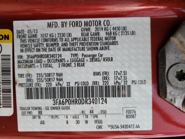 Photo 10 from auction – 2013 FORD FUSION SE with VIN 3FA6P0HR0DR340124