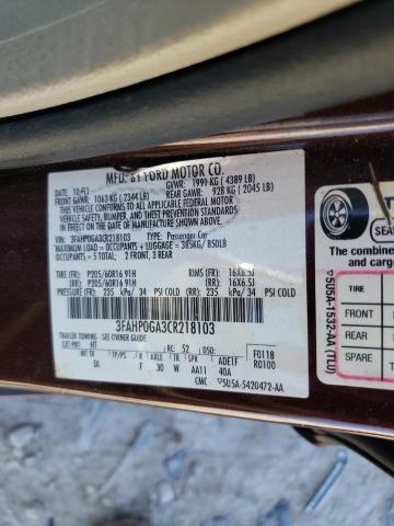 Photo 10 from auction – 2012 FORD FUSION S with VIN 3FAHP0GA3CR218103