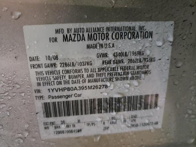 Photo 10 from auction – 2009 MAZDA 6 I with VIN 1YVHP80A395M26278