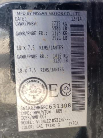 Photo 10 from auction – 2015 NISSAN PATHFINDER with VIN 5N1AR2MM6FC631308
