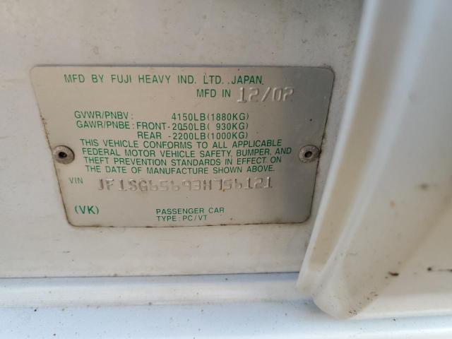 Photo 10 from auction – 2003 SUBARU FORESTER 2 with VIN JF1SG65693H756121