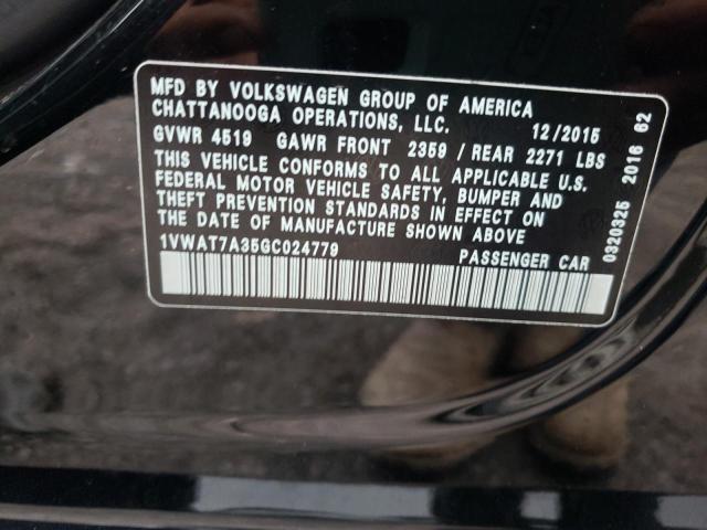 Photo 10 from auction – 2016 VOLKSWAGEN PASSAT S with VIN 1VWAT7A35GC024779