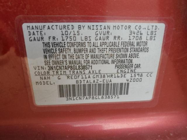 Photo 10 from auction – 2016 NISSAN VERSA S with VIN 3N1CN7AP8GL838571