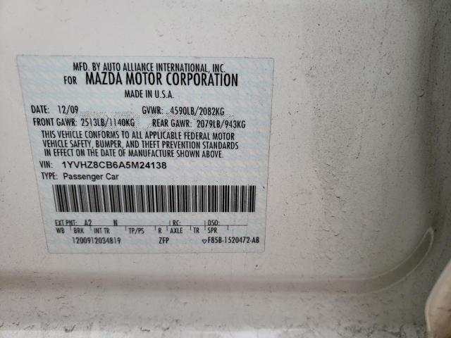 Photo 10 from auction – 2010 MAZDA 6 S with VIN 1YVHZ8CB6A5M24138