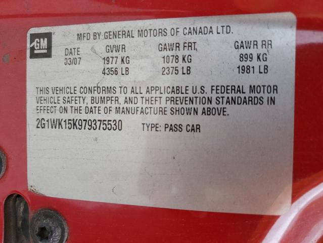 Photo 10 from auction – 2007 CHEVROLET MONTE CARL with VIN 2G1WK15K979375530