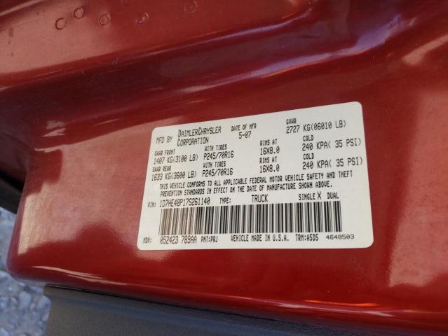 Photo 10 from auction – 2007 DODGE DAKOTA QUA with VIN 1D7HE48P17S261140