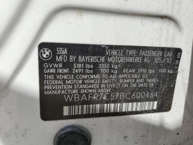Photo 10 from auction – 2011 BMW 535 I with VIN WBAFR7C57BC600464