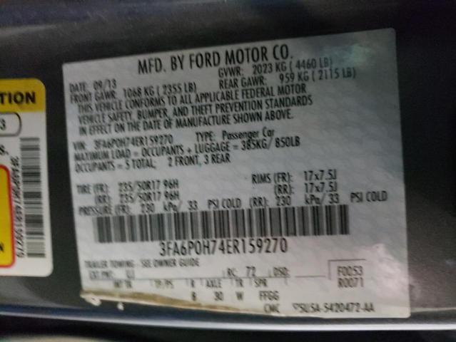 Photo 10 from auction – 2014 FORD FUSION SE with VIN 3FA6P0H74ER159270