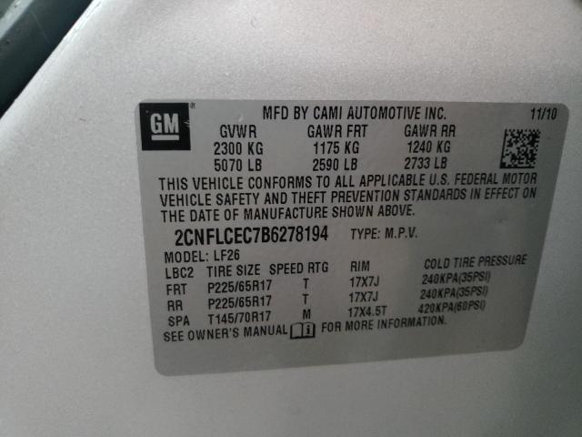 صورة رقم 10 من المزاد - 2011 CHEVROLET EQUINOX LS مع VIN 2CNFLCEC7B6278194