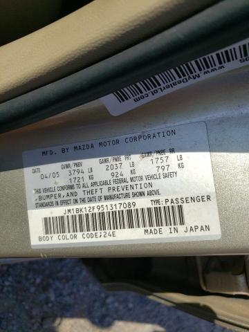 Photo 10 from auction – 2005 MAZDA 3 I with VIN JM1BK12F951317089