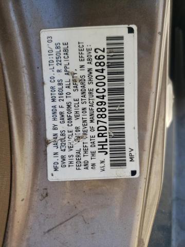 Photo 10 from auction – 2004 HONDA CR-V EX with VIN JHLRD78894C004862