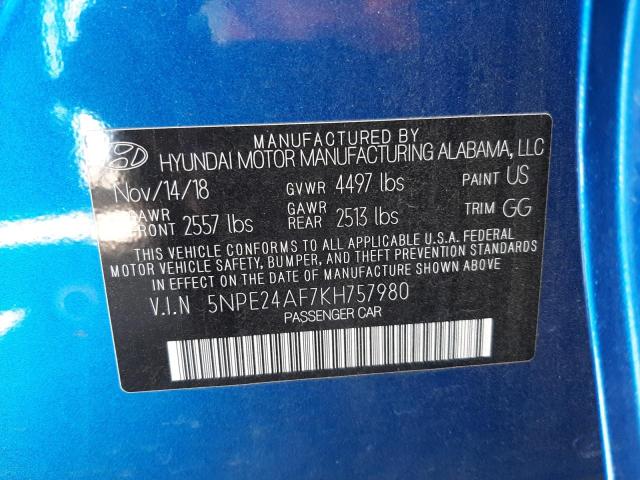 Photo 10 from auction – 2019 HYUNDAI SONATA SE with VIN 5NPE24AF7KH757980