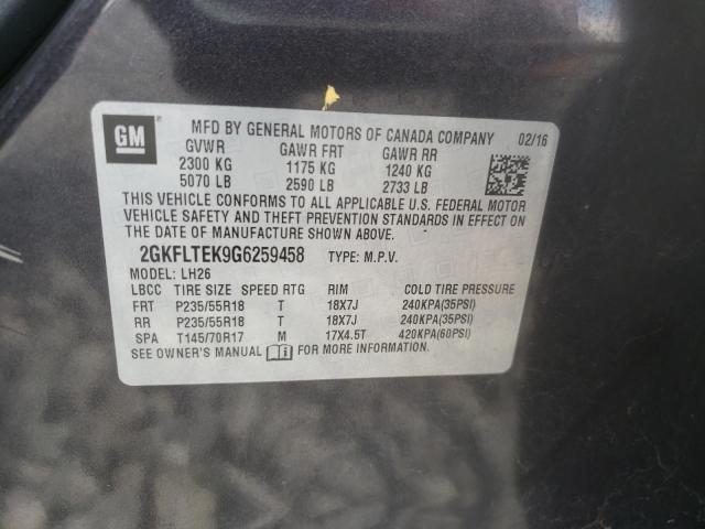 Photo 10 from auction – 2016 GMC TERRAIN SL with VIN 2GKFLTEK9G6259458