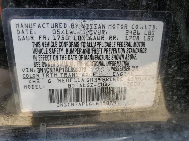 Photo 10 from auction – 2016 NISSAN VERSA S with VIN 3N1CN7AP1GL899079
