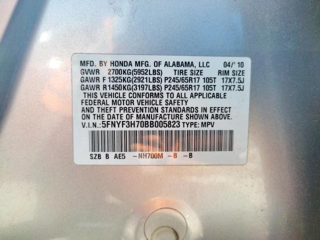 Photo 10 from auction – 2011 HONDA PILOT EXLN with VIN 5FNYF3H70BB005823