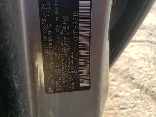 Photo 10 from auction – 2003 BMW 745 I with VIN WBAGL63453DP68218